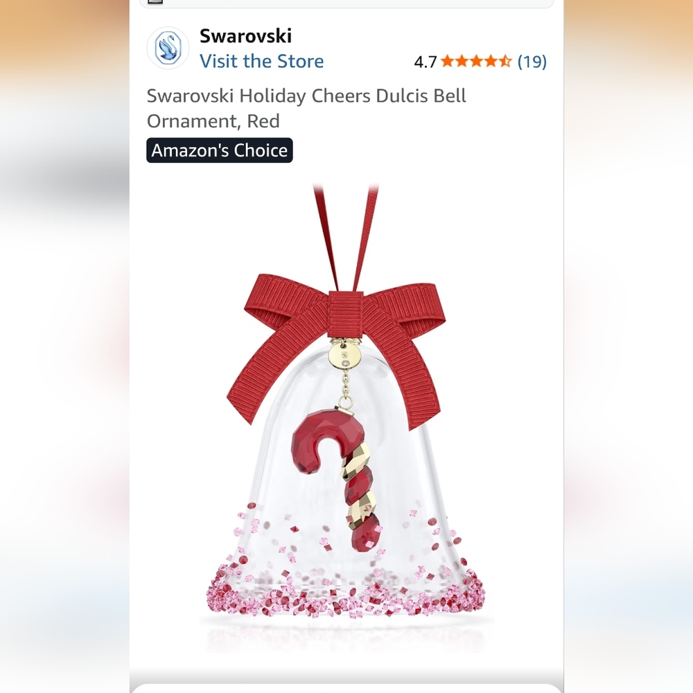 Swarovski Red Holiday Bell Ornament